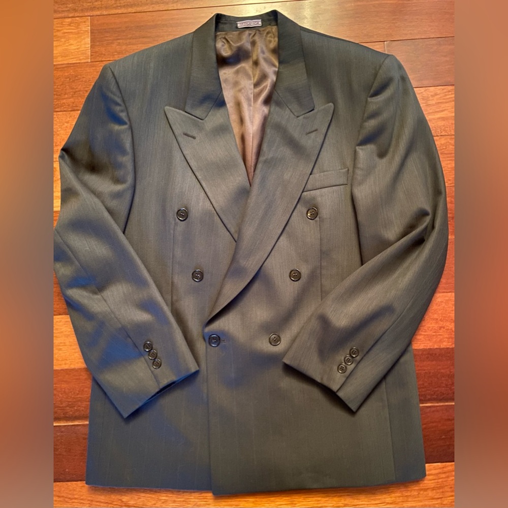 Tip Top Tailors Club International 100% wool double breasted suit jacket. Sz 40R